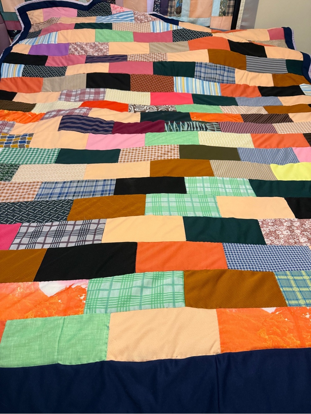 Handmade scrap patchwork quilt